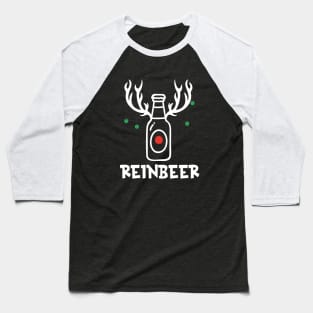 Reinbeer With Antlers and Beer Bottle Christmas Baseball T-Shirt